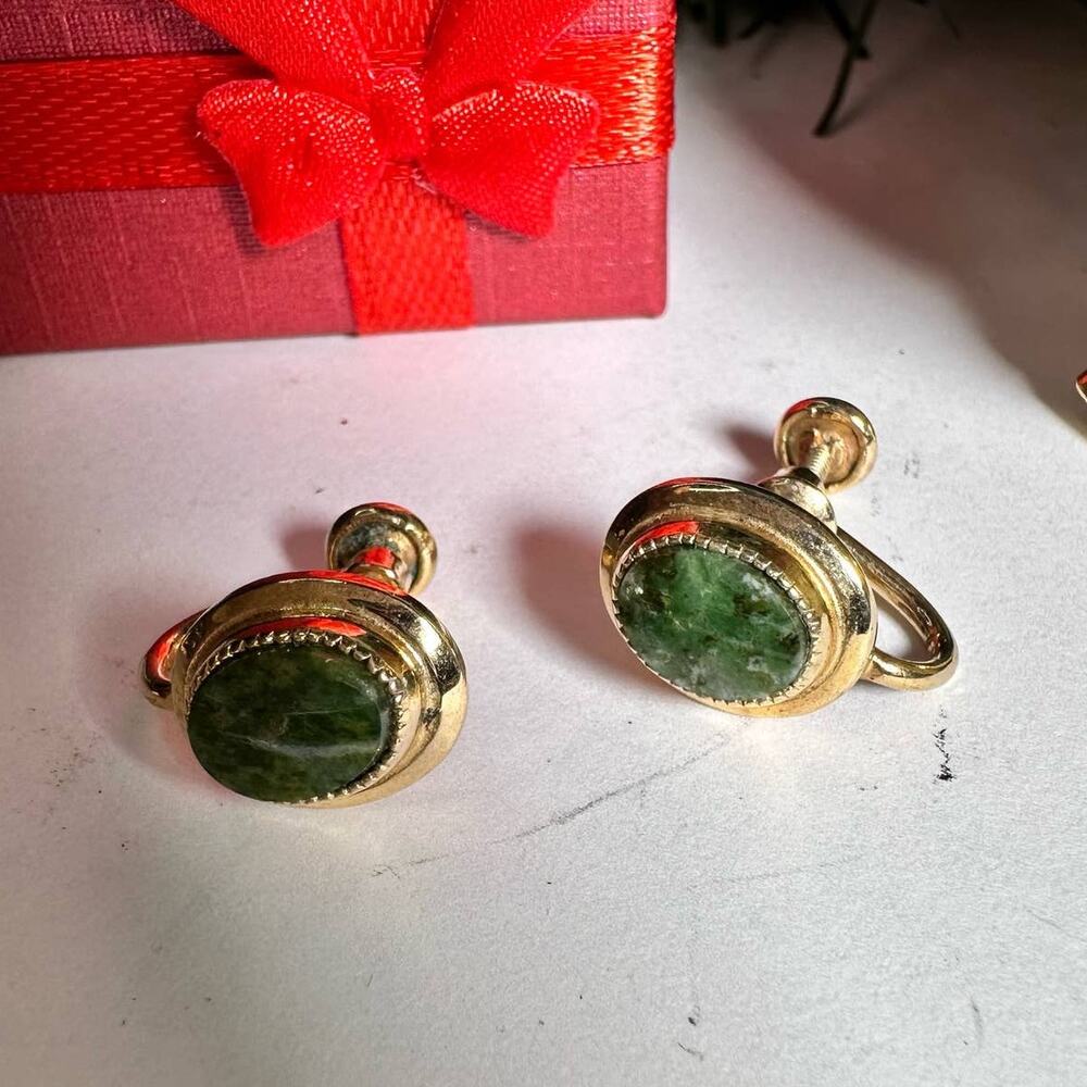 Gold Green Stud earrings